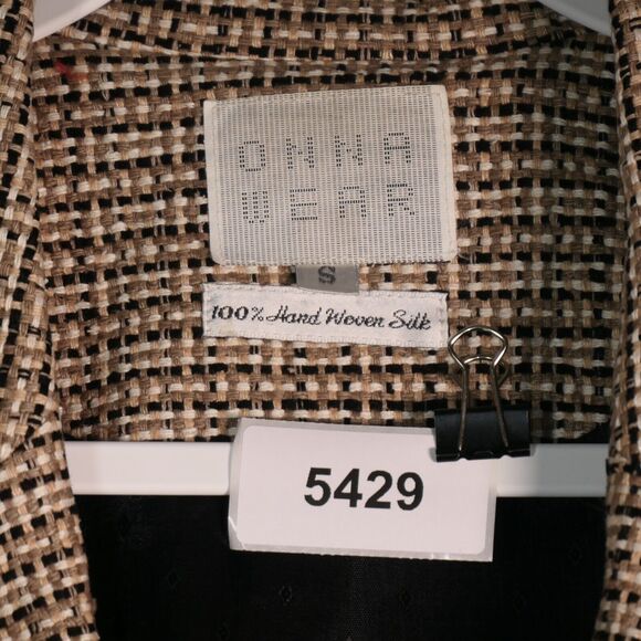 Vintage Onna Wear Blazer Womens S Jacket Pockets 100% Hand Woven Silk Tweed USA - Picture 8 of 8